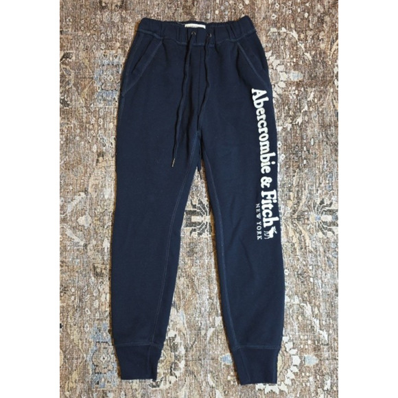Abercrombie & Fitch Fleece Jogger Pants Womens XS Spellout Logo Soft A&F - Picture 1 of 8